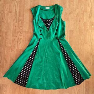 Killreal Green Polka Dot Fit & Flare Dress |‎ Medium